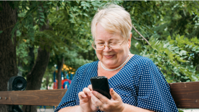 Woman giving on the TextBless mobile app