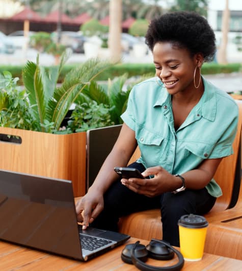 Woman using data how she wants with TextBless